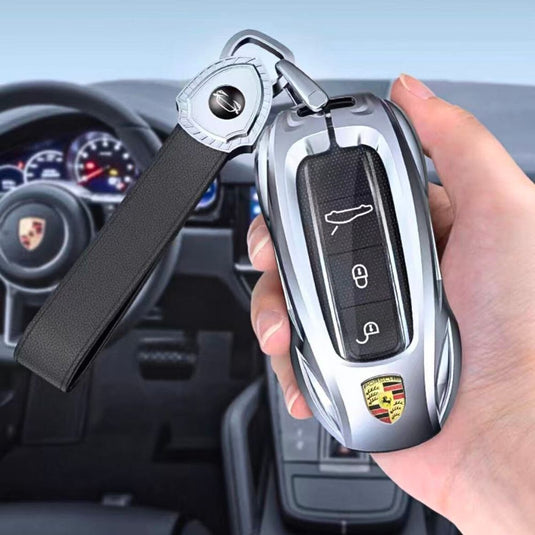 Porsche Stylish Metal Car Key Fob Case Cover For Cayenne, Macan, Panamera, Taycan, 718, 911