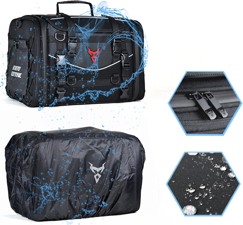 Load image into Gallery viewer, MOTOCENTRIC Motorcycle Rear Seat Bag 35L – Waterproof, Large Capacity, Multi-Functional Travel Bag (Expandable up to 50L)

