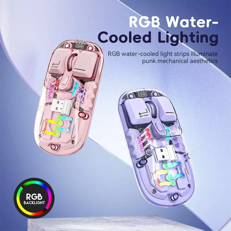 Load image into Gallery viewer, Wireless Dual-Mode RGB Bluetooth Lightweight Noise-Fre Mouse Ergonomic Universal Hots Clear Shell Gaming Mouse
