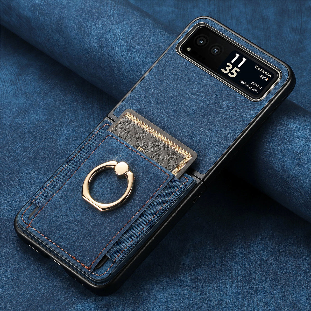 [With Ring Bracket] Motorola Moto Razr 60 PU Vegan Leather Card Slot Protective Case - i-Station Mobile Phone & Electronic Device Repair and Accessories