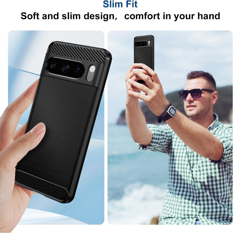 Load image into Gallery viewer, Google Pixel 6/6Pro/6A - Slim Fit Phone Cover with Shock-Absorption, Carbon Fiber TPU Rubber Protective Essentials Series Case
