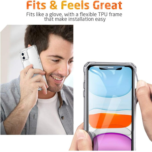 Apple iPhone 11 -  Air Armor Clear Shockproof Scratch-Resistant Military Grade Protection Hard PC + Flexible TPU Frame Essentials Series Case