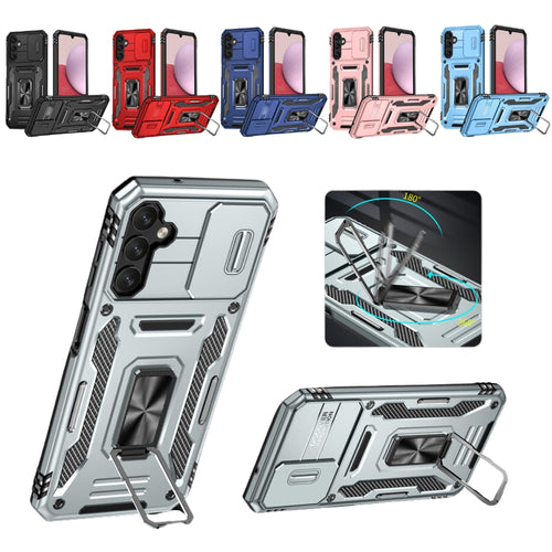 Samsung Galaxy A15 4G (A155) / A15 5G (A156) - Lens Push Window Mechanics Series Case With Finger Ring Stand