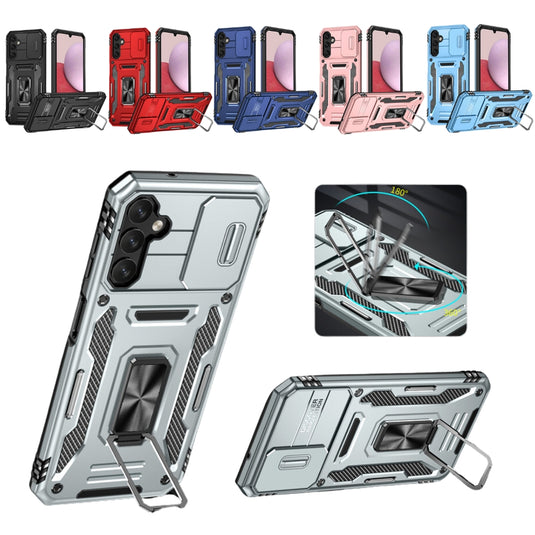 Samsung Galaxy A16 (SM-A165/SM-A166) - Lens Push Window Mechanics Series Case With Finger Ring Stand