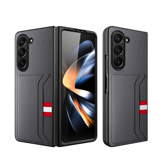 [With Card Slot] Samsung Galaxy Fold 4 (SM-F936) - 2-in-1 Design Tempered Glass Screen Protector + PU Leather Wallet Series Case