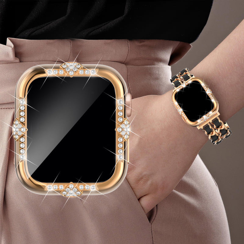 Load image into Gallery viewer, [2 in 1 - Case + Protector] Apple Watch Series 4/5/6/SE/7/8/9 - Fashion Diamond-inlaid Shockproof Frame Case
