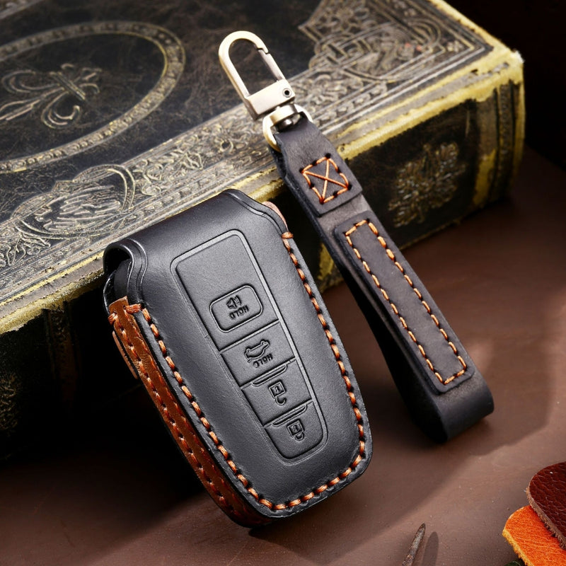 Load image into Gallery viewer, Toyota Handcrafted Genuine Leather Car Key Protective Case For Camry, C-HR, Corolla, RAV4, Avalon, Land Cruiser, Prado, Prius
