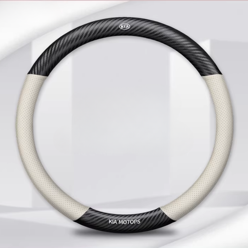 Load image into Gallery viewer, Kia Nappa &amp; Carbon Fiber Car Steering Wheel Covers for K3, K5, K2, Sonet, Sportage, Seltos, KX3, Stonic, K4, KX5, Pegas, EV5
