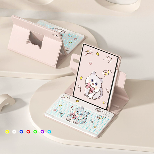 [With Backlit] Apple iPad Pro 11-inch M4/M5 (2024/2025) - Cartoon Rotation Magnetic Adsorption Keyboard Case - i-Station Mobile Phone & Electronic Device Repair and Accessories
