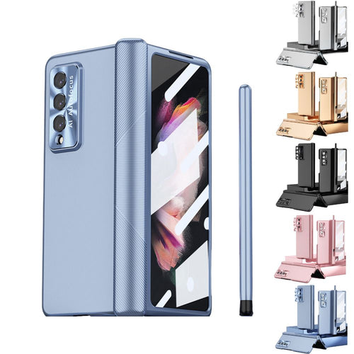 [With S Pen and Lens Cap] Samsung Galaxy Fold 3 (SM-F926) - Magnetic Double Hinge Plating Case