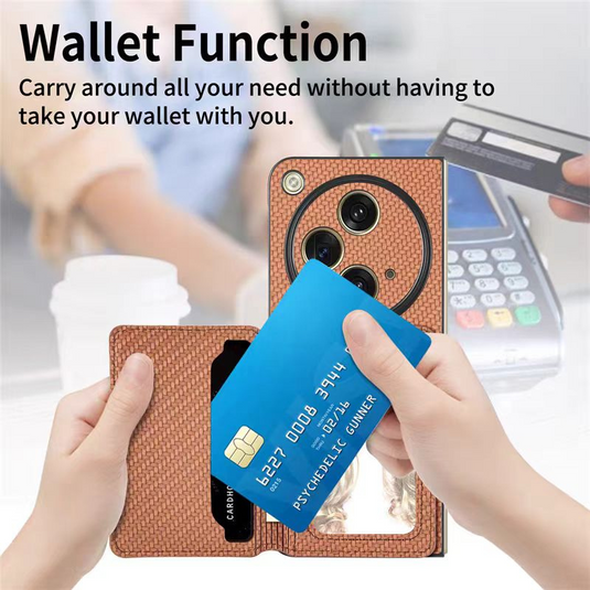 [Buil-in Stand ][With Card Solt] OPPO Find N3 CPH2499 Woven All-inclusive Shockproof Wallet Series Case