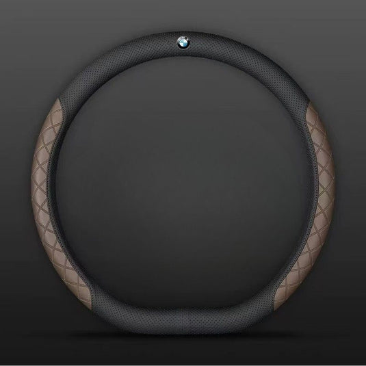BMW PU Leather Steering Wheel Cover with Heat-Pressed Embossed Texture For 5 Series (530), 3 Series, 7 Series, 1 Series, X1, X2, X3, X4, X5, i3, iX3
