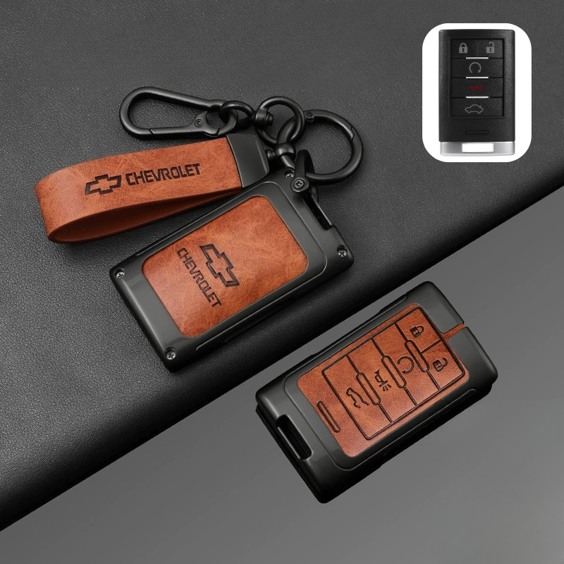 Load image into Gallery viewer, Chevrolet Zinc Alloy + PU Leather Car Key Fob Case Cover For Malibu, Equinox, Trax, Express, Silverado, Captiva

