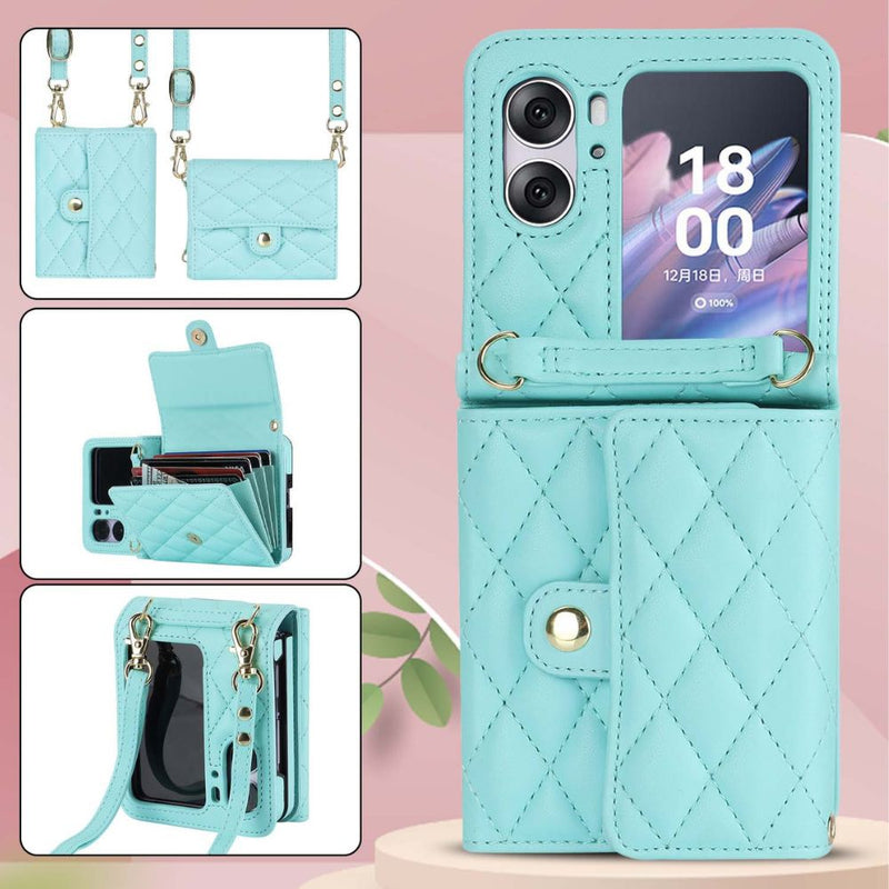 Load image into Gallery viewer, [With Card Slot] OPPO Find N3 Flip (PHT110) - Women Crossbody Simple PU Leather Wallet Series Case With Lanyard
