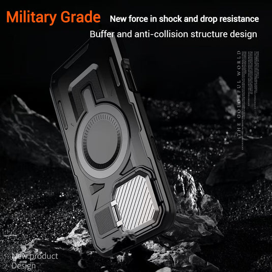 [With Lens Cover][Magsafe Compatible] Apple iPhone 16/Plus/Pro/Pro Max - Military Rugged Shield Heavy Duty Drop Proof Case