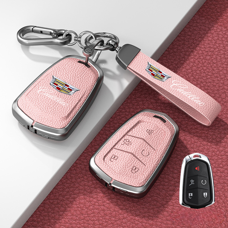 Load image into Gallery viewer, Cadillac Zinc Alloy + Leather Protection Car Key Fob Case Cover For XT5, TS-L, CT6, XT4, XTS - i-Station Mobile Phone &amp; Electronic Device Repair and Accessories
