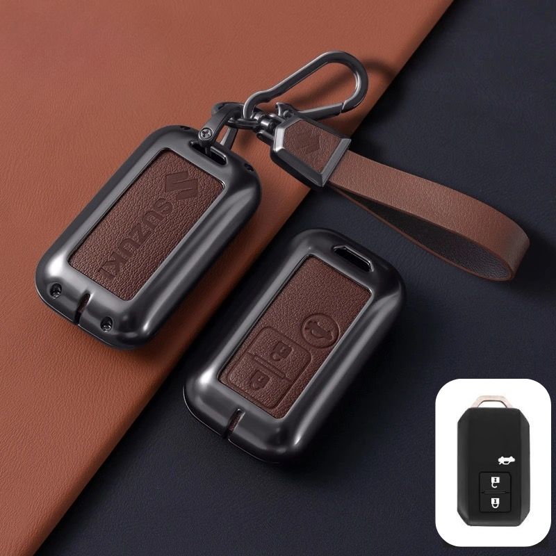 Load image into Gallery viewer, Suzuki Zinc Alloy Geuine Leather Car Key Fob Case Cover For Swift, Vitara, Baleno, Ciaz, SX4,  S-Cross, Jimny, Baleno, Ertiga
