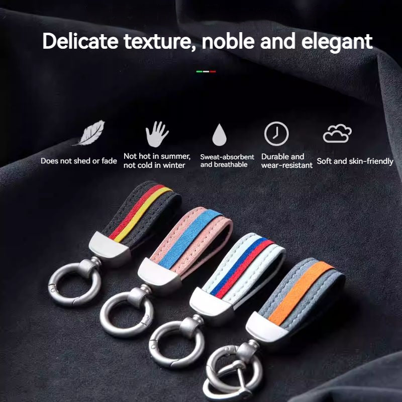 Load image into Gallery viewer, Premium Alcantara Two-Tone Matte Car Key Fob Keychain
