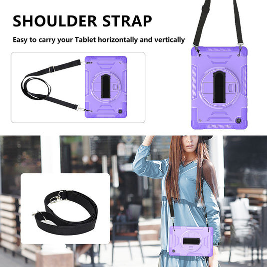 [Built-in Stand] Samsung Galaxy Tab A8 2021 10.5" (X200) - 360 Degree Rotatable Multifunctional Protective Case With Hand & Shoulder Strap