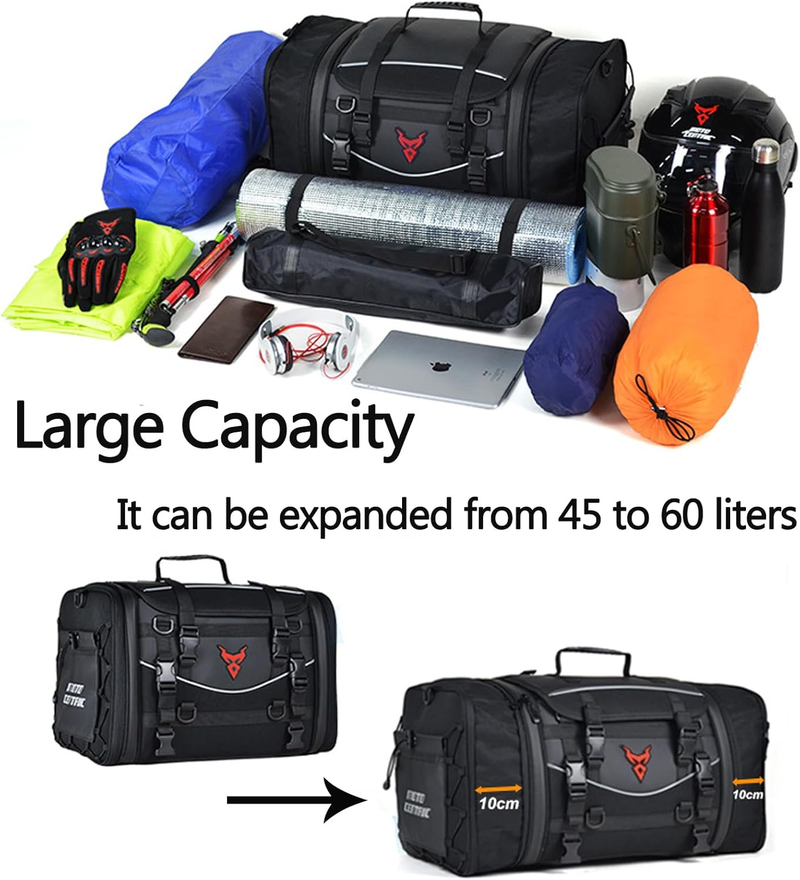 Load image into Gallery viewer, MOTOCENTRIC Motorcycle Rear Seat Bag 35L – Waterproof, Large Capacity, Multi-Functional Travel Bag (Expandable up to 50L)

