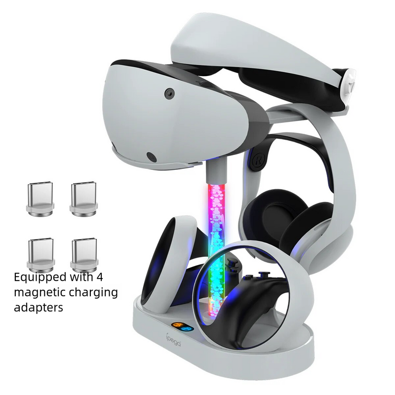 Load image into Gallery viewer, PlayStation PS VR 2 - Headset Charging Display Stand Dual Controller Charging Station with RGB Light Charger for PS5 - Polar Tech Australia
