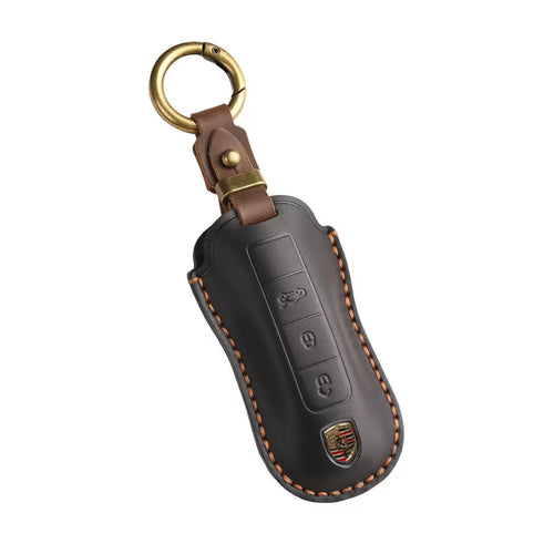 Porsche Handcrafted Genuine Leather Car Key Fob Case Cover For Macan, 718, Panamera