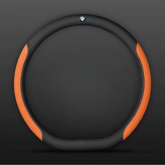 BMW PU Leather Steering Wheel Cover with Heat-Pressed Embossed Texture For 5 Series (530), 3 Series, 7 Series, 1 Series, X1, X2, X3, X4, X5, i3, iX3