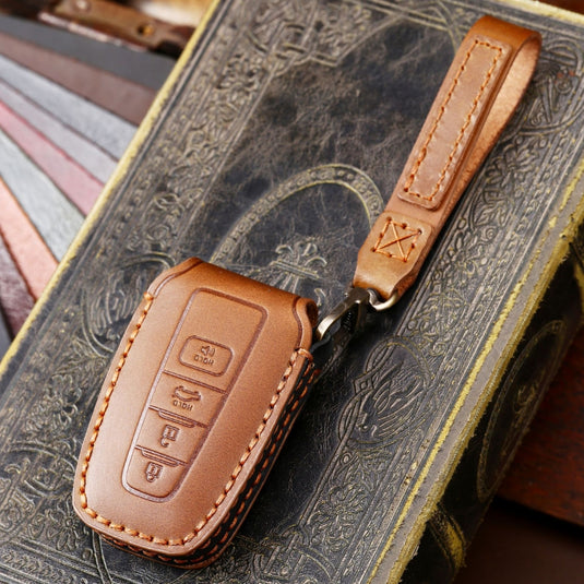 Toyota Handcrafted Genuine Leather Car Key Protective Case For Camry, C-HR, Corolla, RAV4, Avalon, Land Cruiser, Prado, Prius