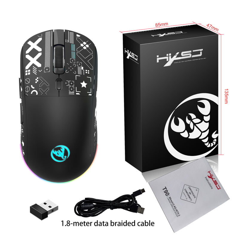 Load image into Gallery viewer, Three-Mode Wireless Bluetooth Mouse Lightweight Noise-Fre 7 Colors RGB Gaming Mouse 3600-DPI
