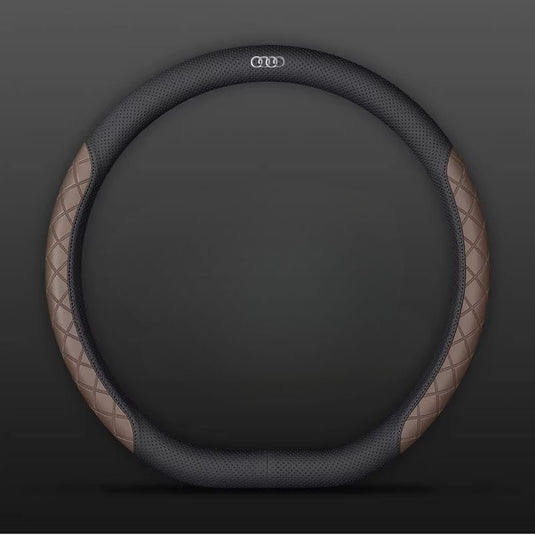 Audi PU Leather Steering Wheel Cover with Heat-Pressed Embossed Texture For A5, A6, A7, A8L, Q2L, Q3, Q4, Q5L, Q7, Q8