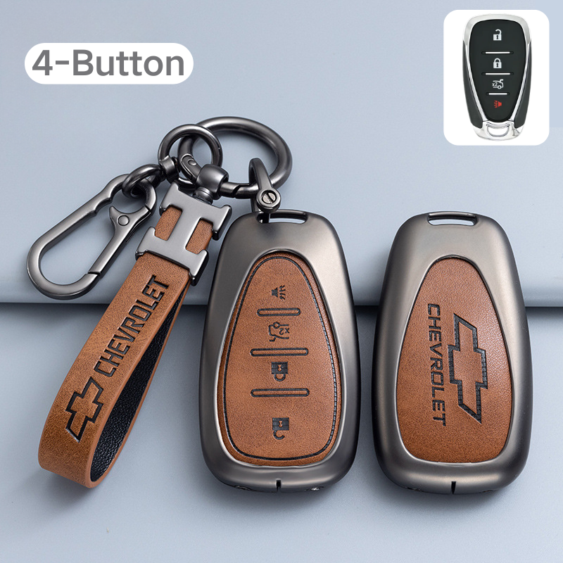 Load image into Gallery viewer, Chevrolet Zinc Alloy + PU Leather Car Key Fob Case Cover For Cavalier, Malibu, Cruze, Trax, Monza, Sail
