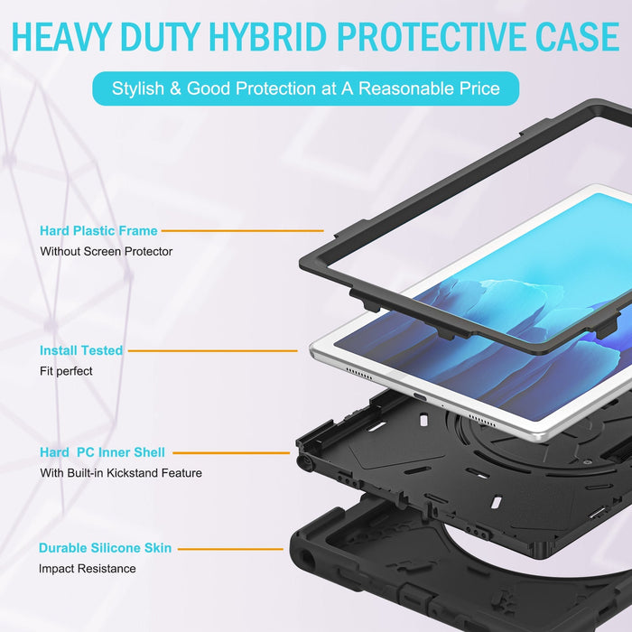 Samsung Galaxy Tab A7 10.4" 2020 (T500/T505) Heavy Duty 360 Degree Rotate Stand Hand Strap Case - Polar Tech Australia