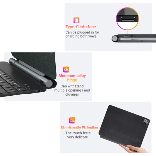 [With Touchpad][Magic Keybord] Apple iPad Air 11-inch M2/M3 (2024/2025) Smart Multi-Touch Trackpad Magnetic Wireless Keyboard Case With RGB Backlit