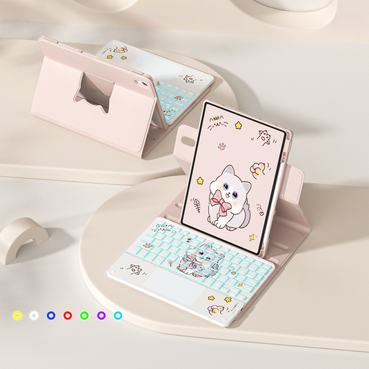 [With Backlit] Apple iPad Pro 11-inch M4/M5 (2024/2025) - Cartoon Rotation Magnetic Adsorption Keyboard Case - i-Station Mobile Phone & Electronic Device Repair and Accessories
