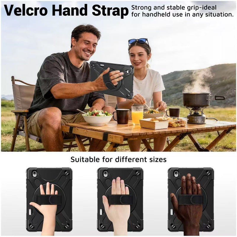 Load image into Gallery viewer, Samsung Galaxy Tab S12 Plus (2026) 12.4" - Heavy Duty 360 Degree Rotate Stand Hand Strap Case With Shoulder Strap
