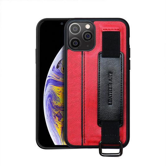 [With Retractable Wrist Strap] Apple iPhone 16/Pro/Pro Max/Plus Leather TPU Frame Full-Protection Shockproof Essentials Series Case