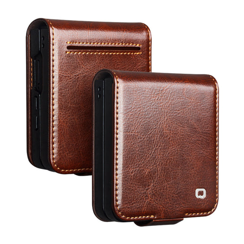 [Built-in Card Slot] Samsung Galaxy Z Flip7 Premium Genuine Leather Wallet Protective Case
