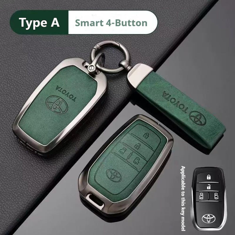 Load image into Gallery viewer, Toyota Zinc Alloy + PU Leather Car Key Fob Case Cover For Camry, RAV4, Highlander, Prado, Crown
