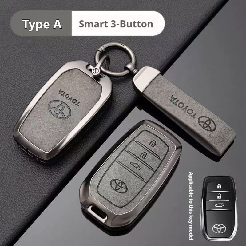 Load image into Gallery viewer, Toyota Zinc Alloy + PU Leather Car Key Fob Case Cover For Camry, RAV4, Highlander, Prado, Crown
