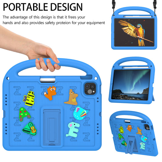 [Built-in Pen Slot][With Shoulder Strap] Apple iPad Air 11-inch M2/3 (2024/2025) Cartoon Kids Shockproof Protective Case