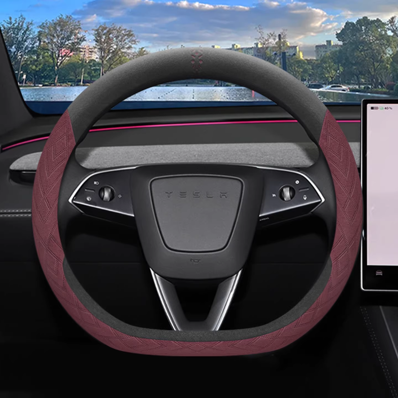 Load image into Gallery viewer, Tesla Soft Suede All-Season Comfort &amp; Anti-Slip Steering Wheel Cover For Model Y, Model 3
