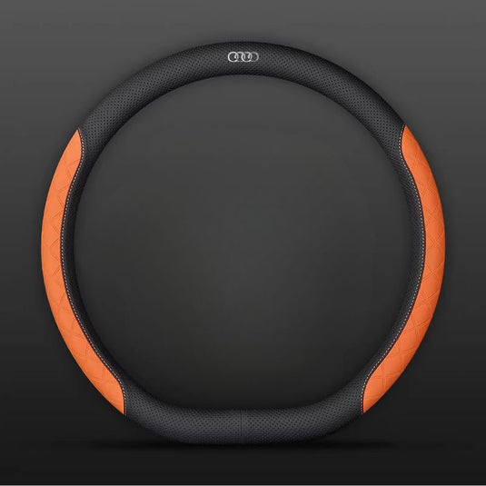 Audi PU Leather Steering Wheel Cover with Heat-Pressed Embossed Texture For A5, A6, A7, A8L, Q2L, Q3, Q4, Q5L, Q7, Q8