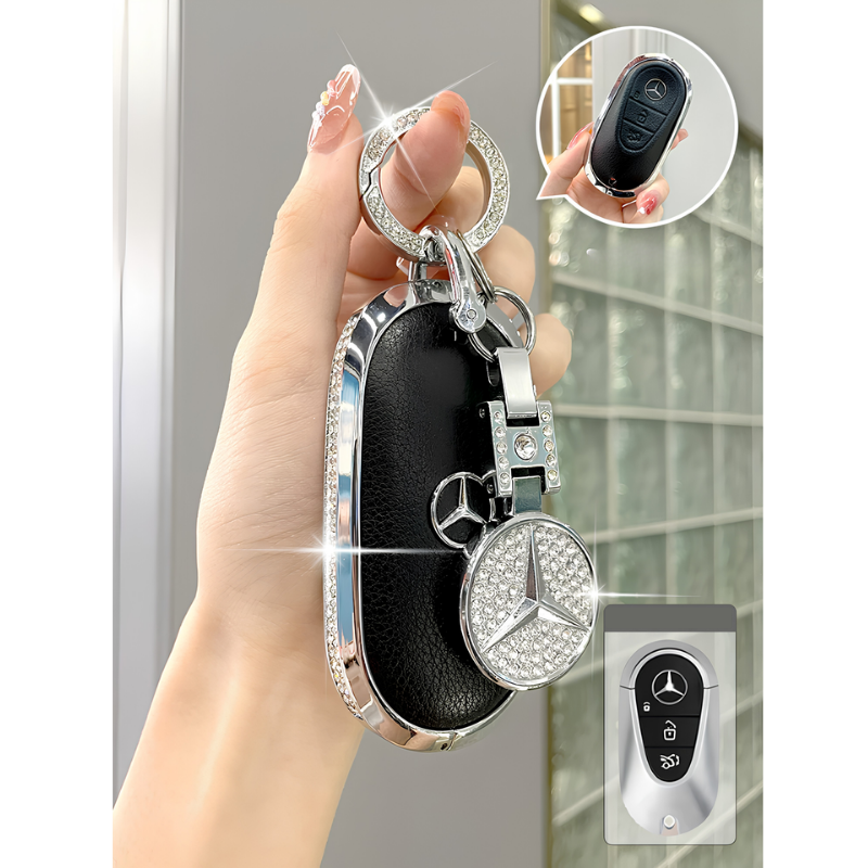 Load image into Gallery viewer, Mercedes Benz Glitter Leather Car Key Fob Case Cover For E300L, C260L, C200, GLB, A200L, S-Class, GLC260, GLE350, GLA - i-Station Mobile Phone &amp; Electronic Device Repair and Accessories
