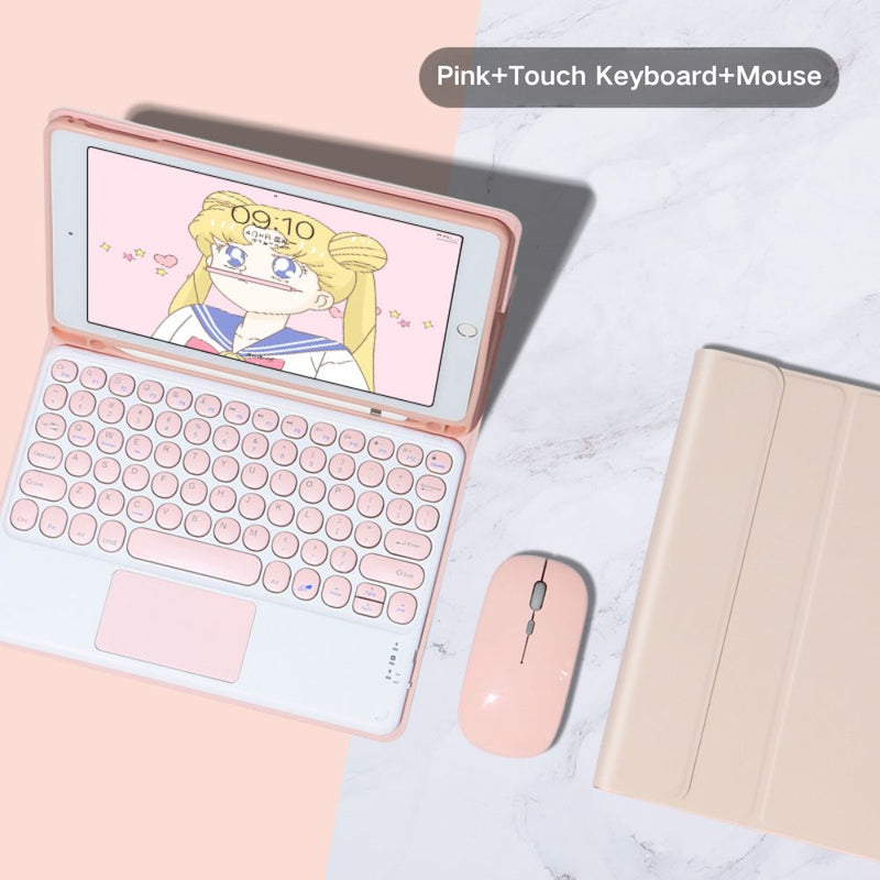 Load image into Gallery viewer, [With Pen Slot] Apple iPad 10.2&quot; 7th/8th/9th Gen (2019/2020/2021) - Simple PU Leather Flip Case With Touch Keyboard and Mouse
