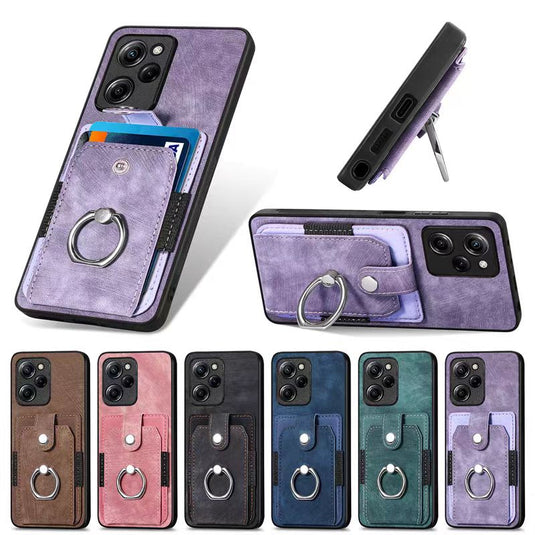 [Built-in Ring Bracket][With Card Solt] OPPO Reno9/Pro/Pro+ Full-coverage Leather Shockproof Wallet Series Case