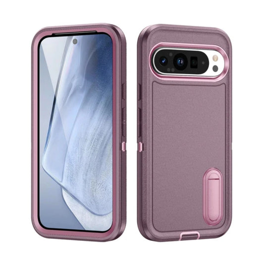 Google Pixel 9/Pro/Pro XL - PC+Silicone Stylish Shockproof Protective Case with Stand