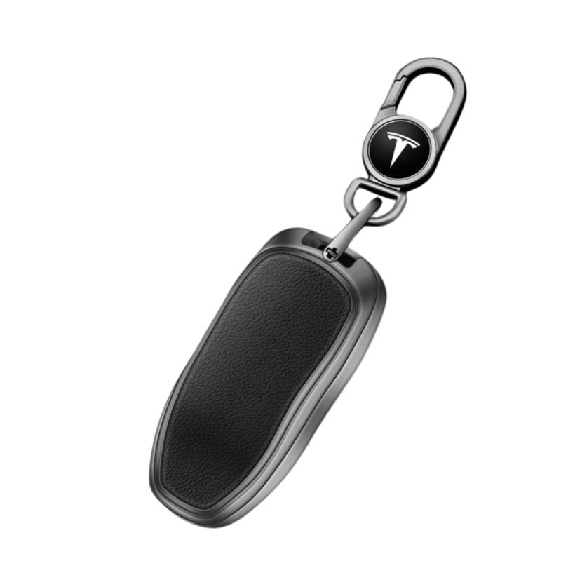 Load image into Gallery viewer, Tesla Metallic Finish + Lychee Pattern Car Key Fob Case for Model 3, Y, X, S
