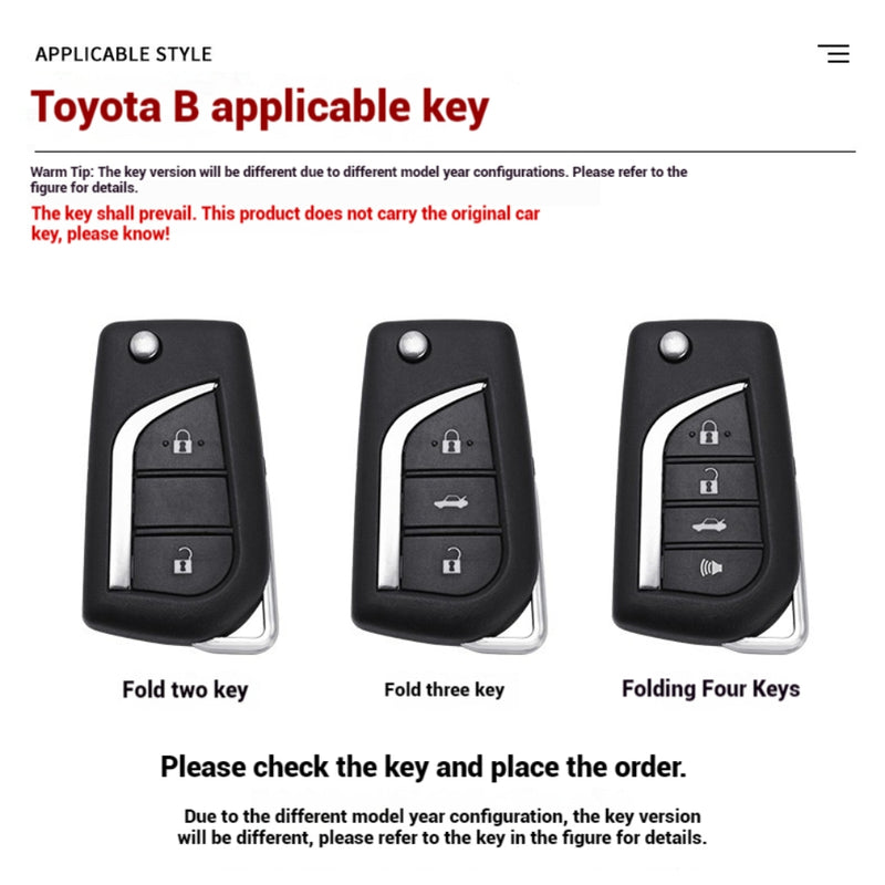 Load image into Gallery viewer, Toyota Foldable Style Metal Shell &amp; Soft Silicone Full Protection Key Case For Camry RAV4 Highlander Avalon C-HR Prius Corolla
