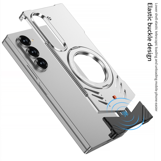 Samsung Galaxy Z Fold7 (SM-F966) - Borderless Aluminum Alloy Leather Snap Metal Case