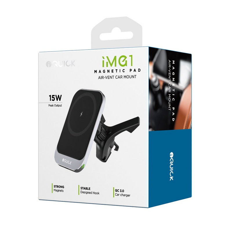 Load image into Gallery viewer, iQuick iMG1 Magnetic Pad Air-vent Car Mount 15W

